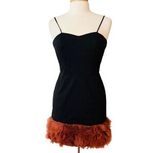 Leyendecker LA Honore Ruffle Hem Mini Dress Y2k  in Black Rose NWT